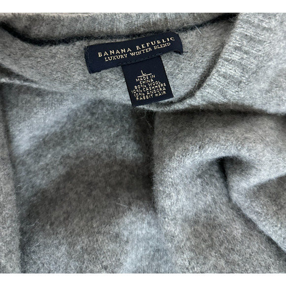 Banana Republic Gray Luxury Winter Wool Angora Blend Sweater Large Preppy - Picture 5 of 5